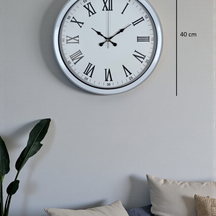 ® White Prime Roma Rakamlı 40 Cm Metal Duvar Saati