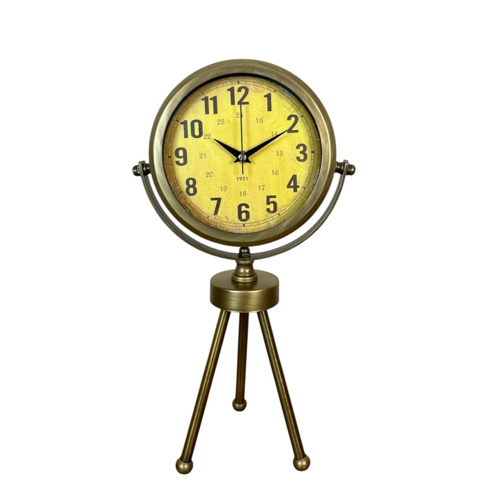 ® Zentime Retro Antique Üç Ayaklı Metal Eskitme Masa Saati