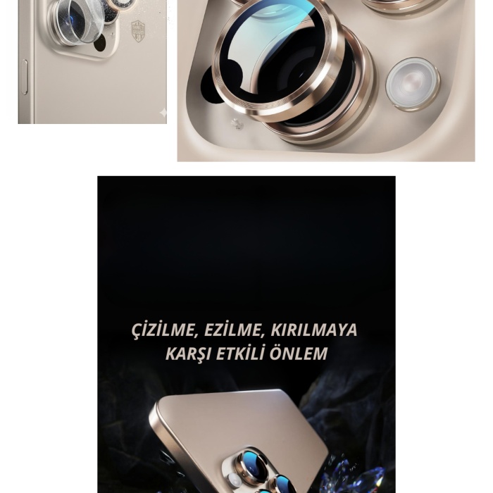 ® iPhone 16 Pro Kamera Lens Koruyucu Naturel