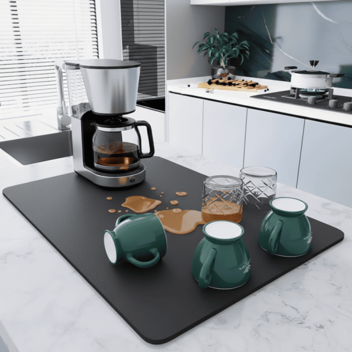 ® Çay Makinesi Altlığı Su Emici Kaymaz Taban Tezgah Koruyucu Kurulama Matı