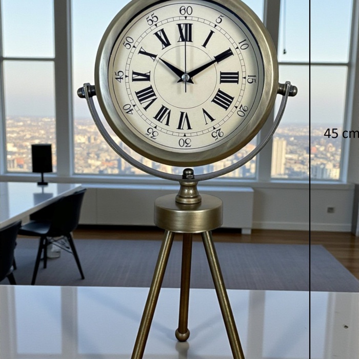 ® Zentime Eskitme Vintage Üç Ayaklı Masa Saati