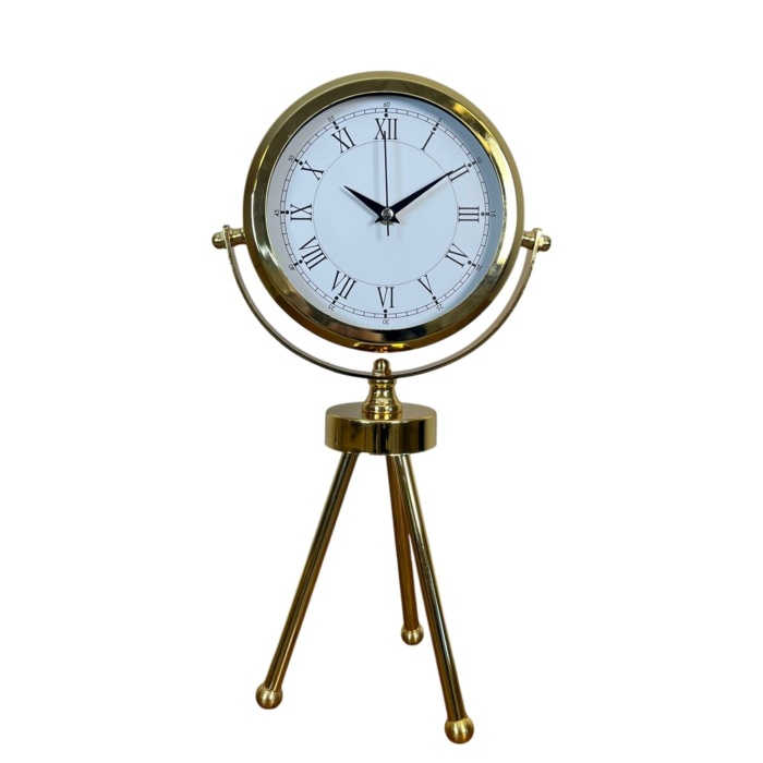 ® Zentime Saray Zarafeti Gold Tripod Üç Ayaklı Metal Masa Saati