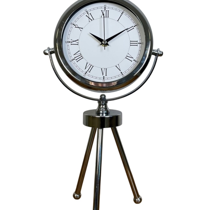 ® Zentime Silver Heritage Üç Ayaklı Krom Metal Masa Saati