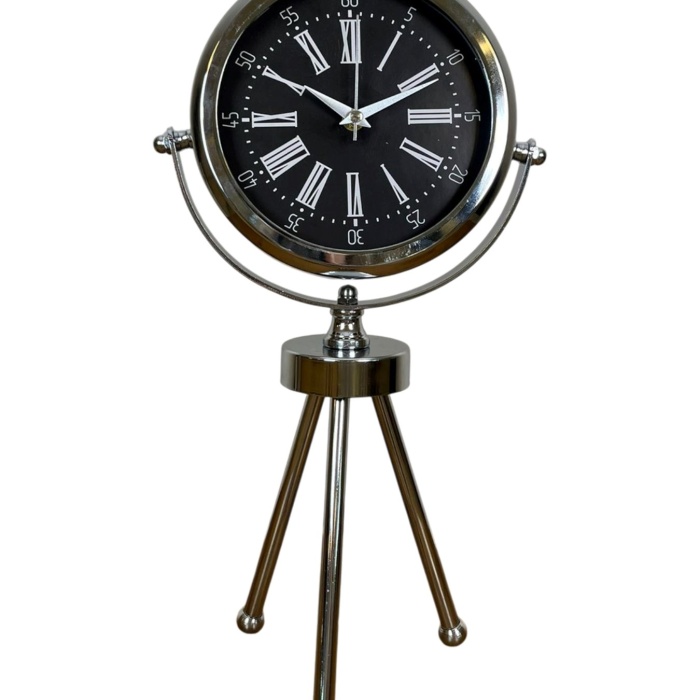 ® Zentime Prime Krom Üç Ayaklı Metal Masa Saati