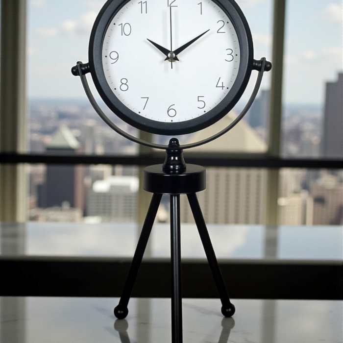 ® Zentime Black Classic Dekoratif Üç Ayaklı Masa Saati