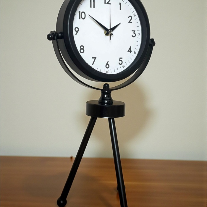 ® Zentime Prime Black Zarif Üç Ayaklı Metal Masa Saati