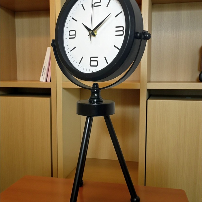 ® Zentime Black Elegant Metal Üç Ayaklı Masa Saati