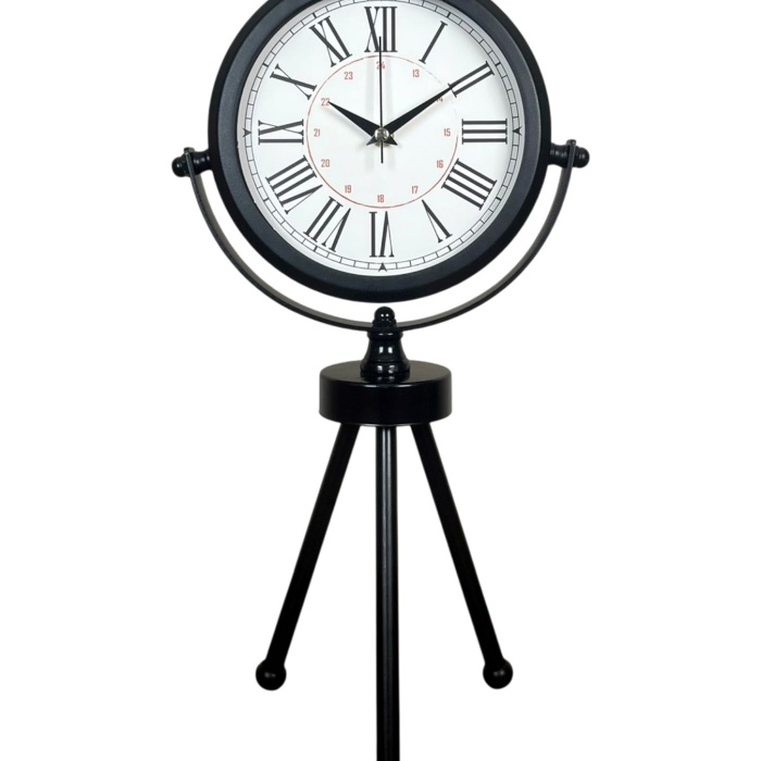 ® Zentime Pure Black Roma Rakamlı Üç Ayaklı Metal Masa Saati