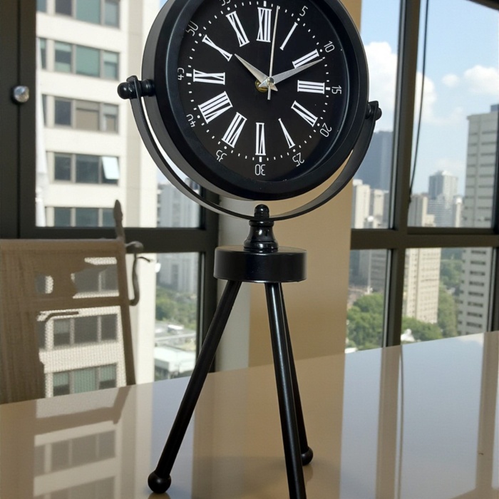 ® Zentime Heritage Black Üç Ayaklı Metal Masa Saati