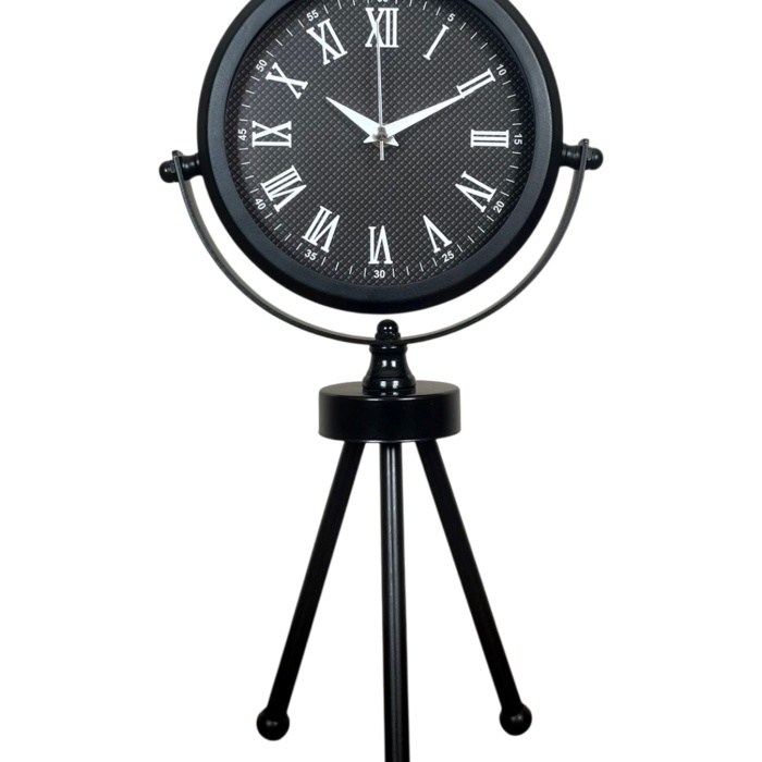 ® Zentime Siyah Zarif Dekoratif Üç Ayaklı Metal Masa Saati