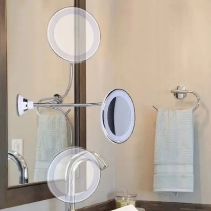 ® 360° Döner Esnek Makyaj Aynası – 10X Büyüteçli, Güçlü Vantuzlu Detay Görüntüleme Çok Açılı Makyaj & Cilt Bakım Aynası