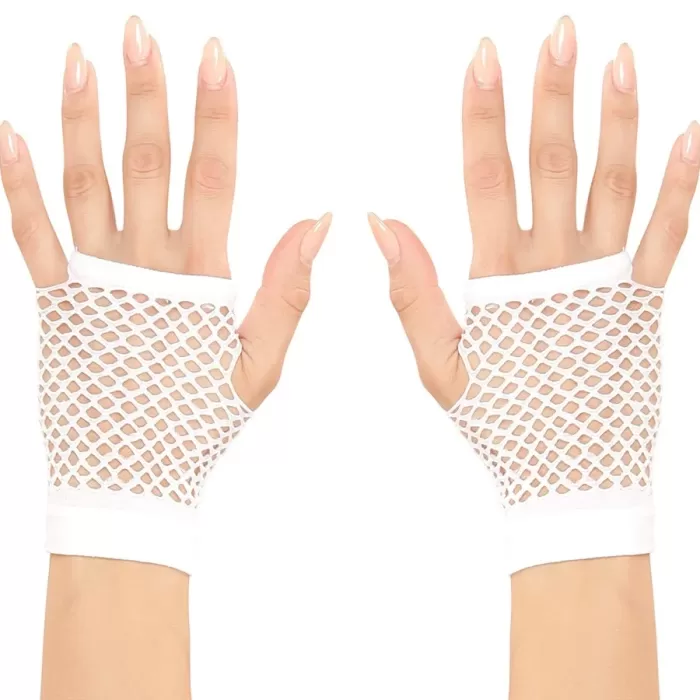 ® Yeni Ürün Beyaz Renk Kısa Boy Fileli Örgü Eldiven