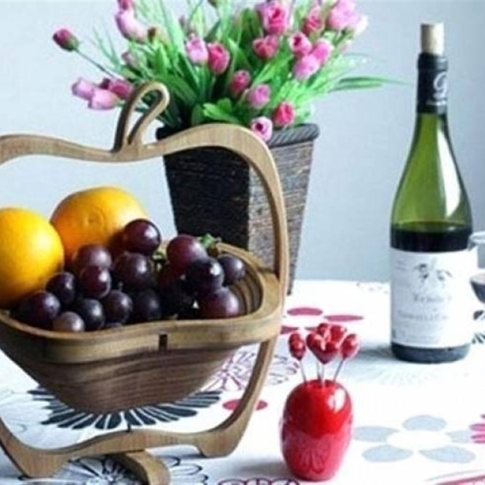 ® Yeni Ürün Dekoratif Katlanabilir Bambu Kesme Tahtası Nihale Ekmek Sepeti Büyük Boy