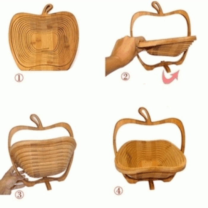 ® Yeni Ürün Dekoratif Katlanabilir Bambu Kesme Tahtası Nihale Ekmek Sepeti Büyük Boy