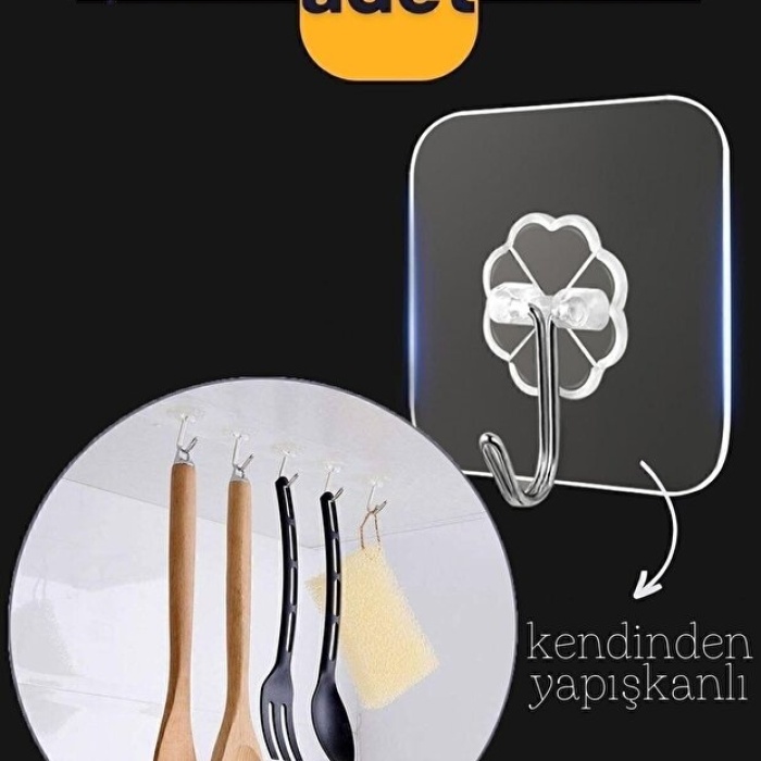 ® Yeni Ürün Şeffaf Kendinden Yapışkanlı Güçlü Askı Kancası, Banyo Mutfak Organizer, İz Bırakmaz Pratik Askı