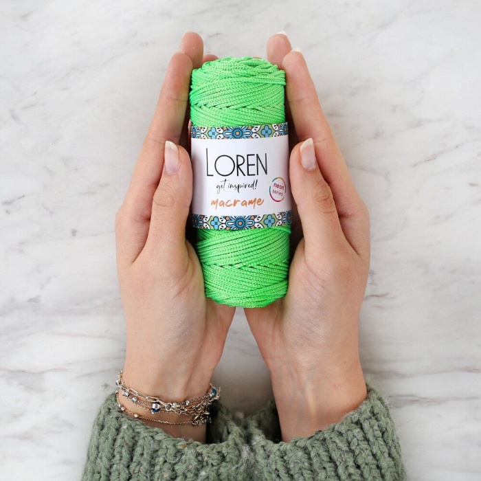 ® Yeni Ürün Macrame Neon Yeşil El Örgü İpiL115