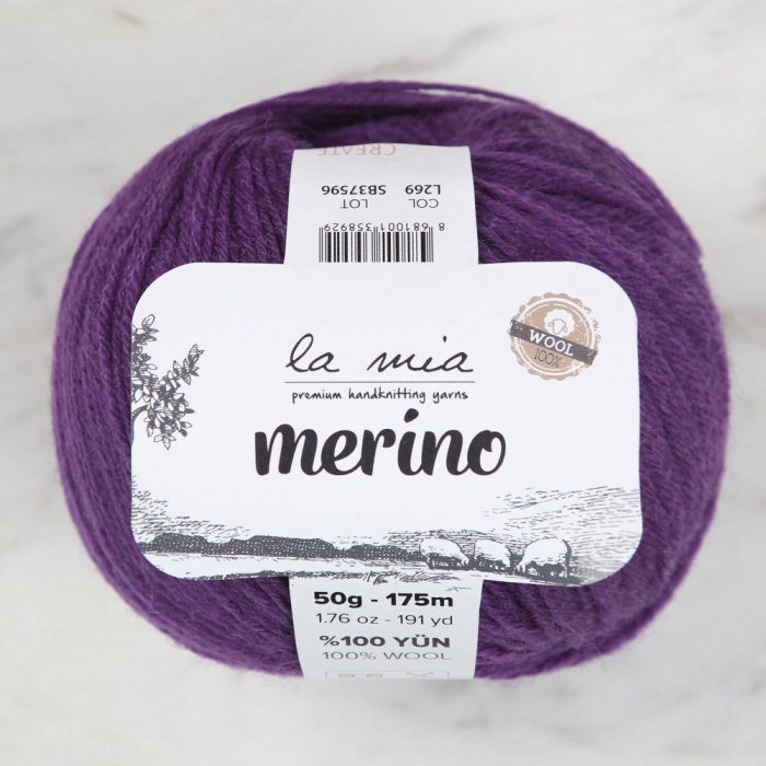 ® Yeni Ürün Merino Patlıcan Moru El Örgü İpiL269