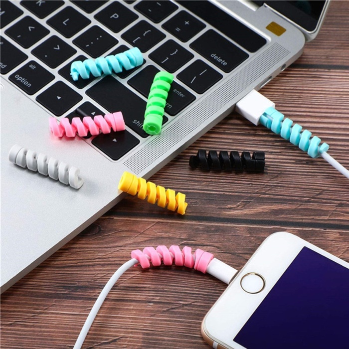 ® Yeni Ürün 4lü Apple, Android Şaj Kablosu Koruyucu Silikon Spiral Yay Aparat