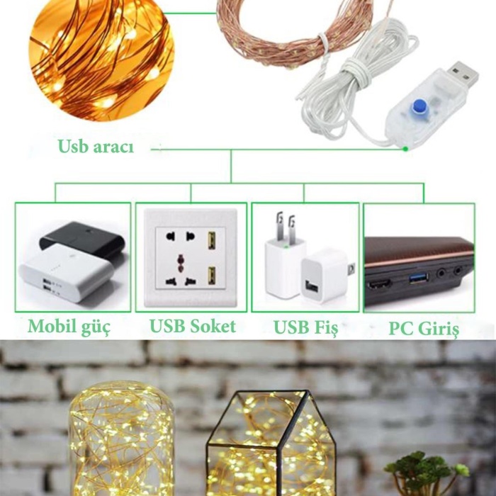 ® Yeni Ürün Yılbaşı ve Özel Konsept Dekorasyon 5 Mt USB Bağlantılı Led Işık