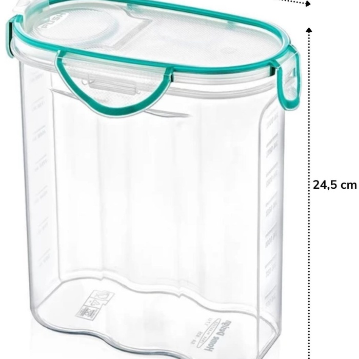 ® Yeni Ürün Kilitli Kapaklı Contalı Hava,Su Sıvı Geçirmez 2,4 Litre Erzak Saklama Kabı-SA590