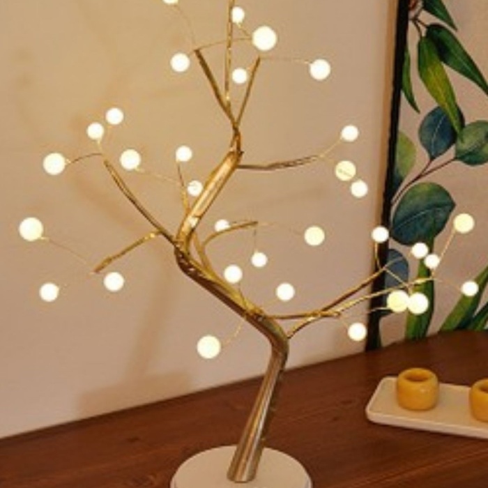 ® Yeni Ürün Masaüstü Boncuklu Şarjlı Ağaç Lamba3 Kademeli Dokunmatik Işık, Dekoratif LED Masaüstü Ortam Aydınlatması