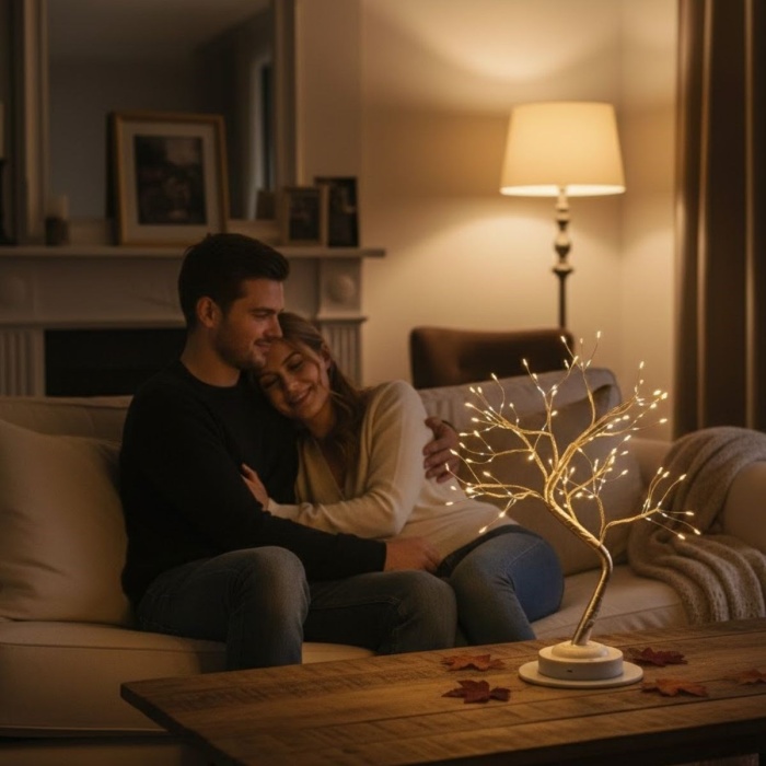 ® Yeni Ürün Masaüstü Peri Ağaç LED LambaGün Işığı Rengi, 3 Kademeli Işık Ayarlı, Şarjlı Dekoratif Ortam Aydınlatması