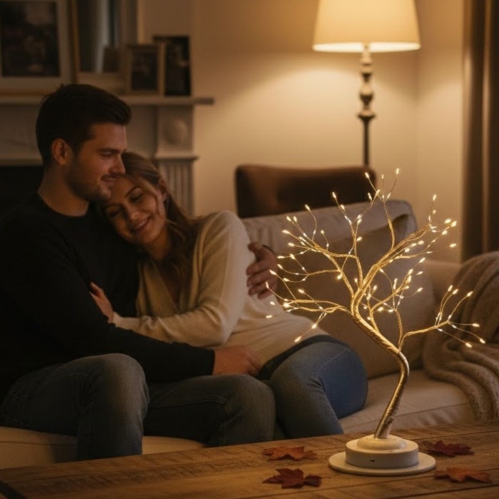 ® Yeni Ürün Masaüstü Peri Ağaç LED LambaGün Işığı Rengi, 3 Kademeli Işık Ayarlı, Şarjlı Dekoratif Ortam Aydınlatması