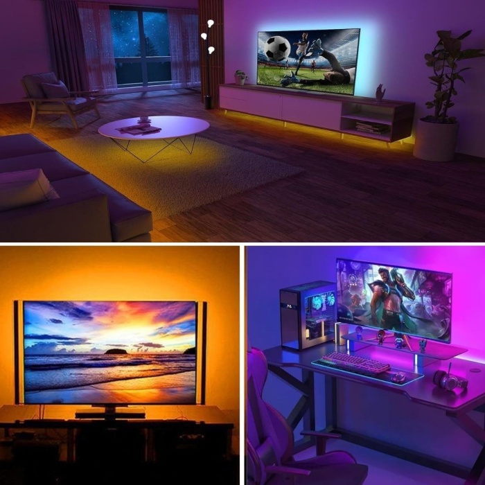 ® Yeni Ürün 2 Metre Kumandalı USB LED Şerit IşıkRenk Ayarlı Dekoratif Ortam ve Ambiyans Aydınlatması