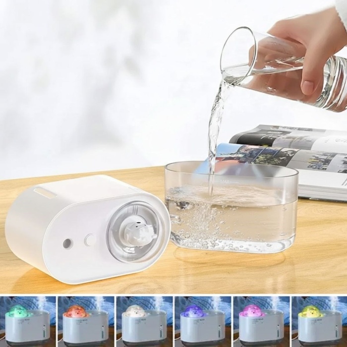 BUFFER® Uzay Ayısı 300 ML USB Hava Nemlendirici – LED Işıklı Masaüstü Buhar Makinesi, Yatak Odası & Çocuk Odası İçin Ortam Nemlendirici