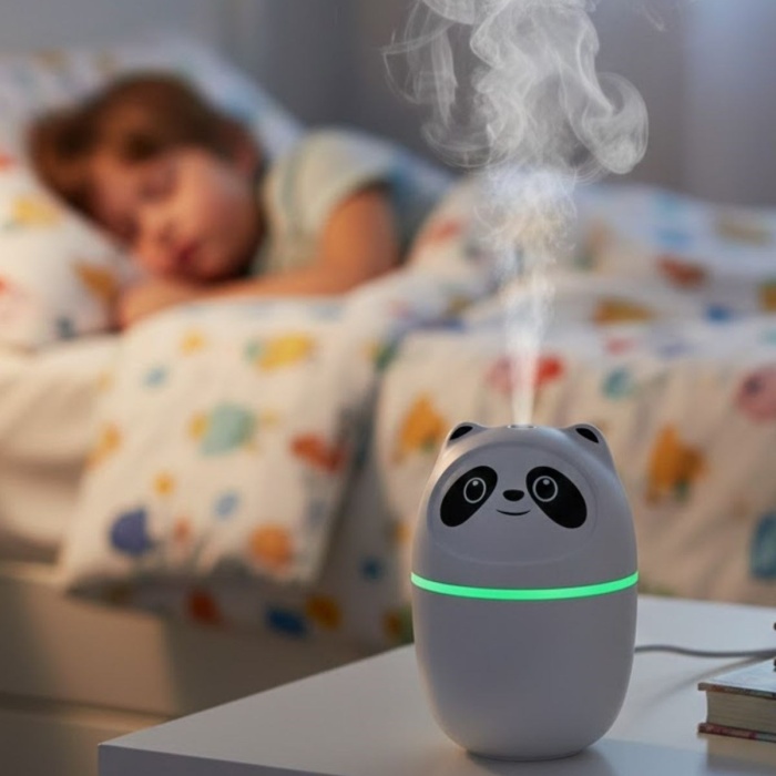 ® Yeni Ürün Sevimli Panda Figürlü Hava NemlendiriciUltrasonik Soğuk Buhar Makinesi, LED Işıklı Masaüstü Oda Nemlendirici
