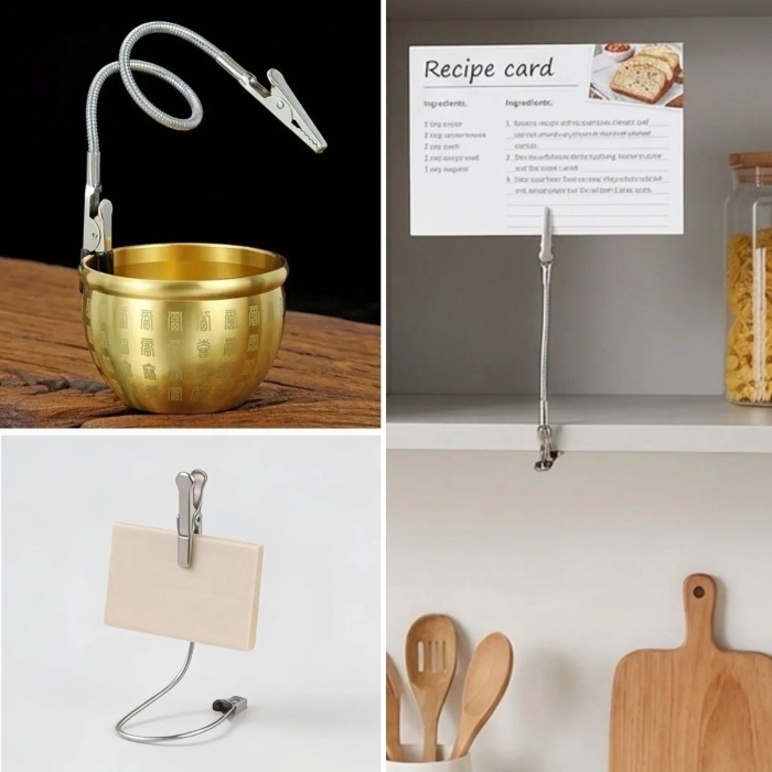 BUFFER® Paslanmaz Çelik Çift Kafa Timsah Klips – Isıya Dayanıklı Sinek Kovucu Bobin Tutucu & Kağıt Not Sabitleyici, Kıvrılabilir Esnek Gövdeli Aparat