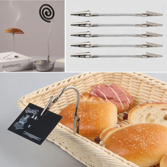 BUFFER® Paslanmaz Çelik Çift Kafa Timsah Klips – Isıya Dayanıklı Sinek Kovucu Bobin Tutucu & Kağıt Not Sabitleyici, Kıvrılabilir Esnek Gövdeli Aparat