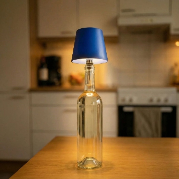 BUFFER® Kablosuz Şarjlı Aplik Şişe Lambası - Dokunmatik 3 Farklı Işık Modlu Şişe İçin LED Masa Lambası