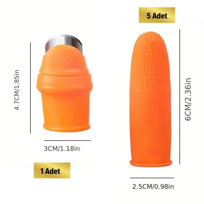 ® Yeni Ürün 5 Parça Pratik Parmak Koruyucu 1 Parça Baş Parmak Bıçaklı Eldiven Sebze Meyve Soyucu Kesme Ayıklayıcı Silikon Set