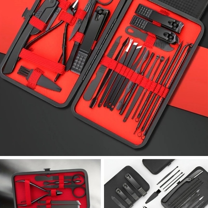 ® Yeni Ürün 24 Parça Kendiliğinden Deri Çantalı Seyahat Tipi Manikür Pedikür Seti