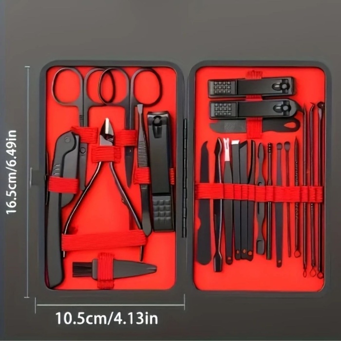 ® Yeni Ürün 24 Parça Kendiliğinden Deri Çantalı Seyahat Tipi Manikür Pedikür Seti