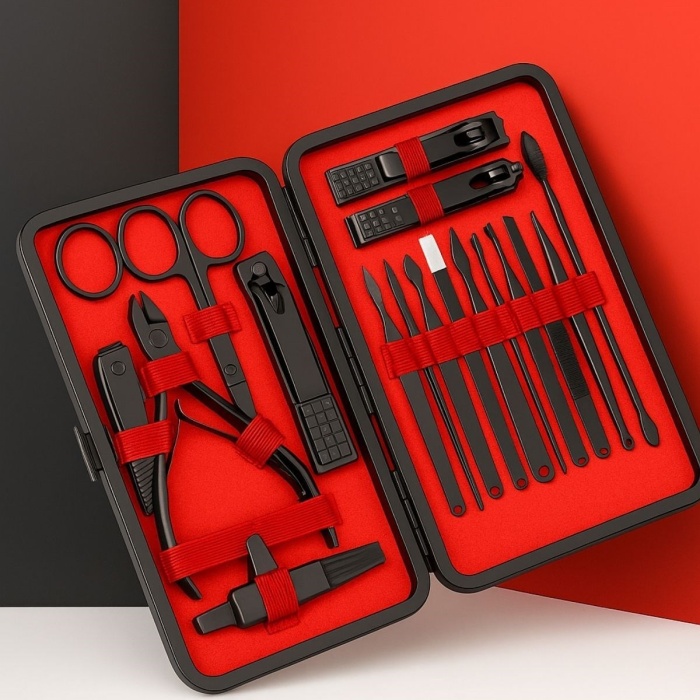 ® Yeni Ürün 24 Parça Kendiliğinden Deri Çantalı Seyahat Tipi Manikür Pedikür Seti