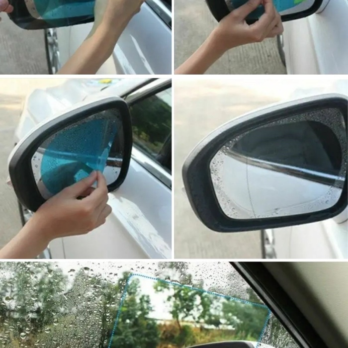 ® Yeni Ürün 4 Parça Yan Aynalar ve Yan Camlar İçin Araç Ayna Yağmur Kaydırıcı ve Cam Buğu Önleyici Film Seti