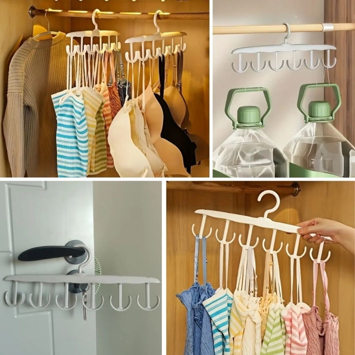 ® Yeni Ürün 1 Adet Yer Tasarruflu 6 Kancalı Plastik Dolap İçi Düzenleyici Pratik Askı