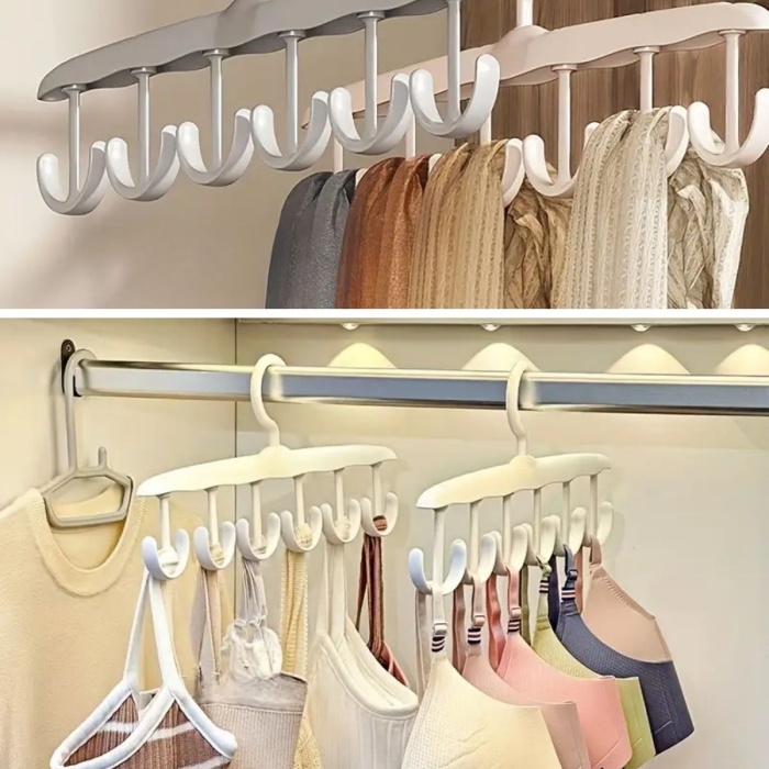 ® Yeni Ürün 1 Adet Yer Tasarruflu 6 Kancalı Plastik Dolap İçi Düzenleyici Pratik Askı