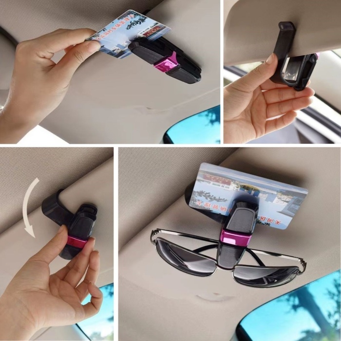 ® Yeni Ürün Araç İçi Güneşliğe Takılan 2li Gözlük,Kart,Para Takmalık Aparat