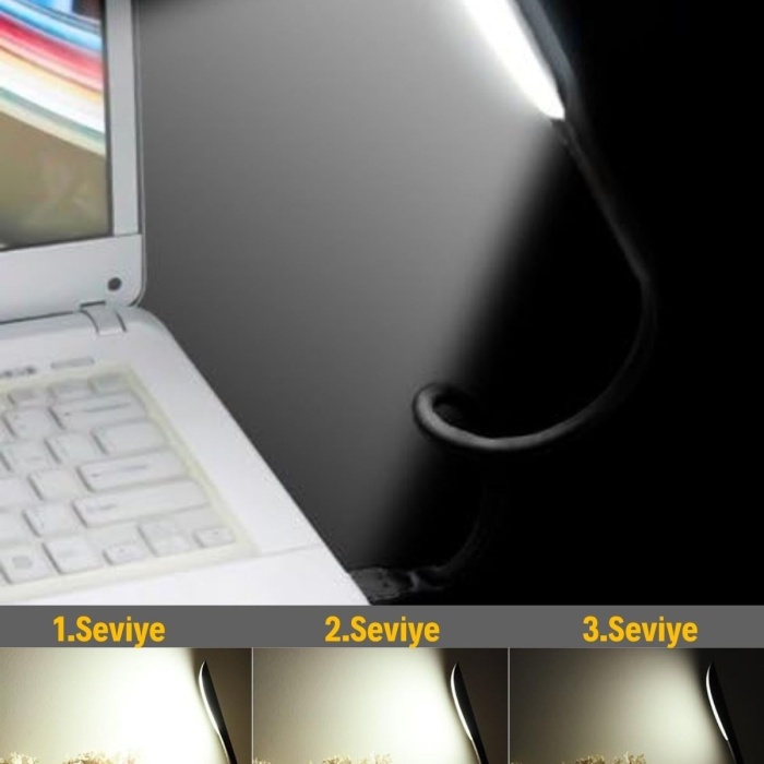 ® Yeni Ürün USB Girişli 14 Ledli 3 Kademeli Dokunmatik Masa/Kitap Okuma Lambası Ledi Siyah