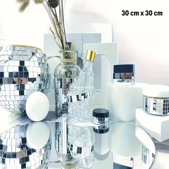 ® Yeni Ürün Kare Silver Cam Mozaik Fayans Çıkartmaları El İşi Kare Cam Fayans Kendinden Yapışkanlı Aynalı Dekor Panel 30x30 Cm