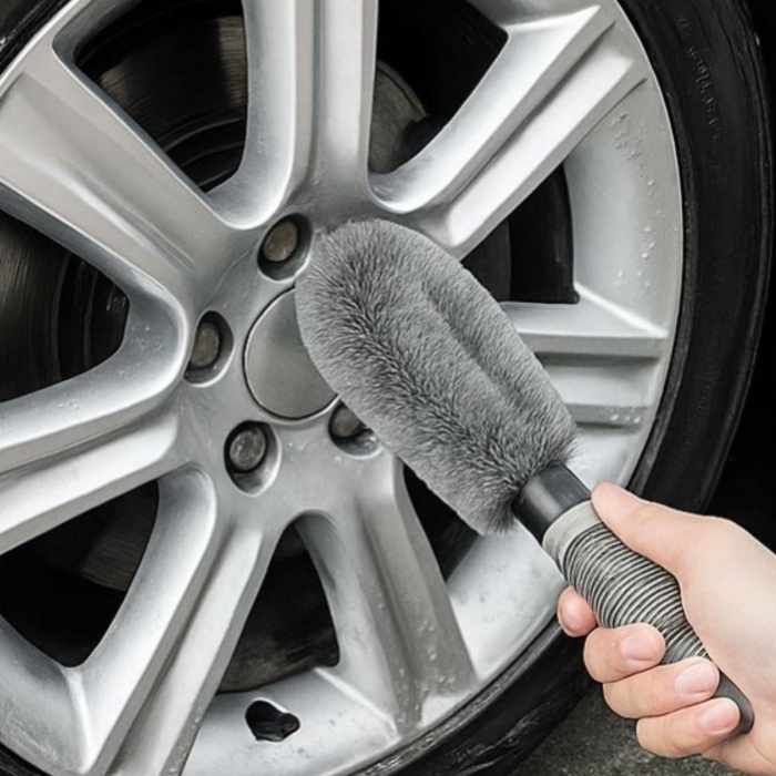 ® Yeni Ürün Gri Oto Jant Temizleme FırçasıErgonomik Saplı, Lastik ve Jant Detay Temizliği İçin Güçlü Kıllı Fırça