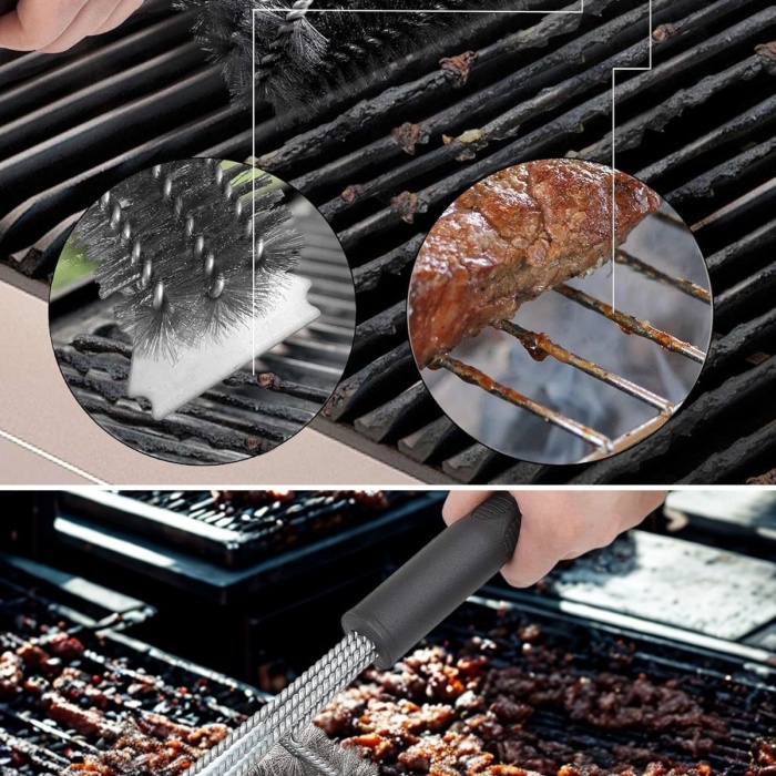® Yeni Ürün Mangal Izgara Temizleme FırçasıPaslanmaz Çelik Telli, Uzun Saplı Grill Temizlik Aparatı Mangal Temizlik Fırçası