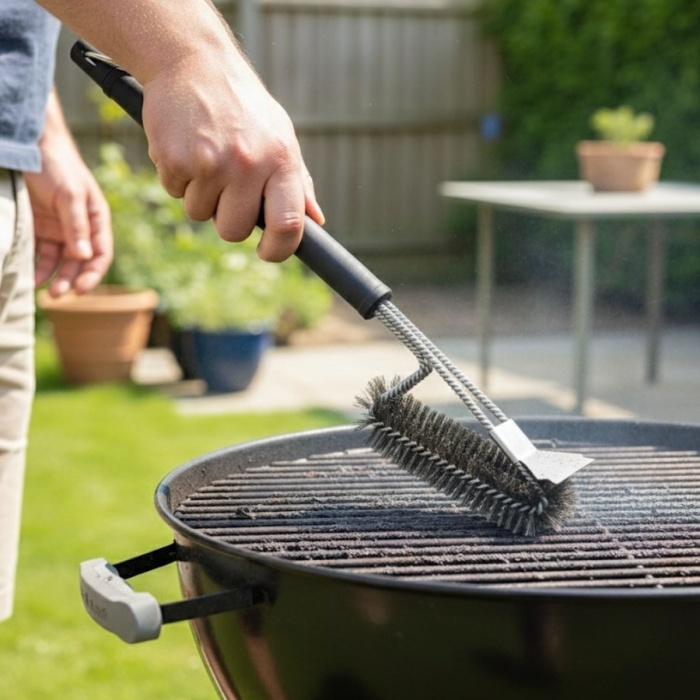 ® Yeni Ürün Mangal Izgara Temizleme FırçasıPaslanmaz Çelik Telli, Uzun Saplı Grill Temizlik Aparatı Mangal Temizlik Fırçası