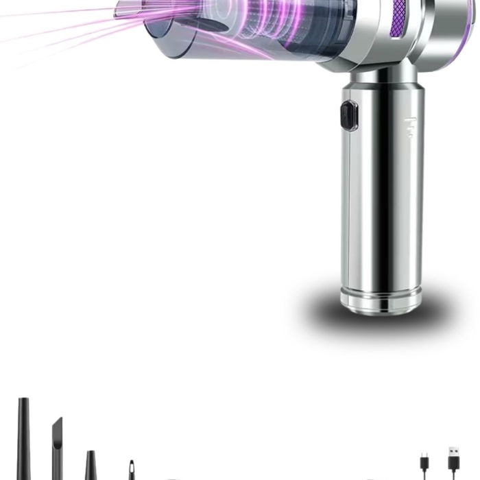 BUFFER® 9 Farklı Uçlu Kablosuz Şarjlı Araç İçi Süpürge – Wireless Destekli, Güçlü Emiş, Taşınabilir Pratik Araç Temizleyici