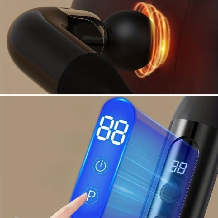 ® Yeni Ürün 4 Farklı Başlıklı Uzun Saplı Derin Doku Masaj Tabancası, Boyun, Omuz ve Sırt için Ergonomik Saplı Çoklu Masaj Modlu Taşınabilir Masaj Aleti