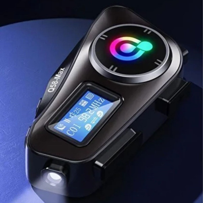 ® Yeni Ürün Q58 Motorsikletler İçin Fener Özellikli SD Kart Bölümlü LCD Ekranlı Kablosuz Bluetooth KulaklıklıSuya Dayanıklı Kask Kulaklığı