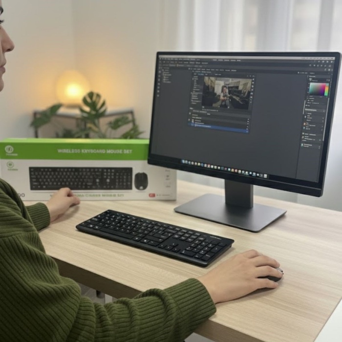 ® Yeni Ürün Kablosuz Q Klavye Mouse Seti Rahat Yazım, Sessiz Tuşlar, Ofis ve Ev Kullanımına Uygun Set YK7100